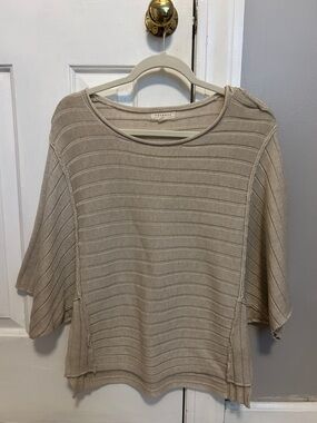 Promesa Neutral Ribbed Boxy Short-Sleeve Knit Top